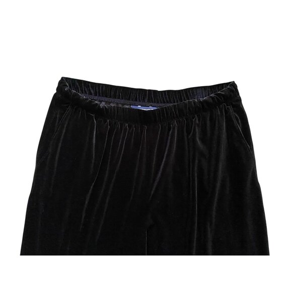 Lands End Womens Black Soft Pull On Velvet Elastic Waist Pants Plus Size XL 18 - Picture 3 of 6